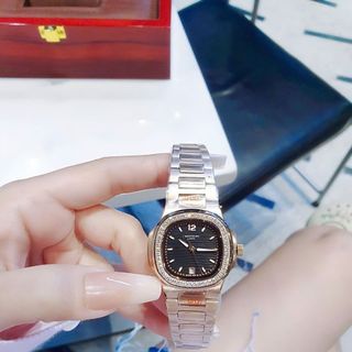 ĐỒNG HỒ NỮ CAO CẤP FATEK MẶT VUÔNG MÁY QUAT DÂY THÉP MẠ PVD VIỀN HỘT