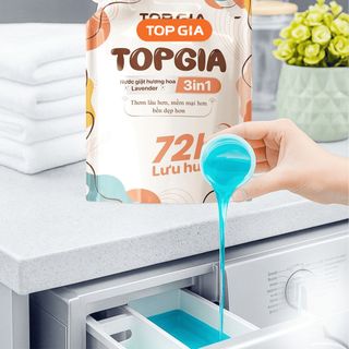 Nước Giặt TopGia 3in1 Hương Lavender Dịu Nhẹ Làm Sạch Vết Bẩn, Lưu Hương 72h, Túi 2L