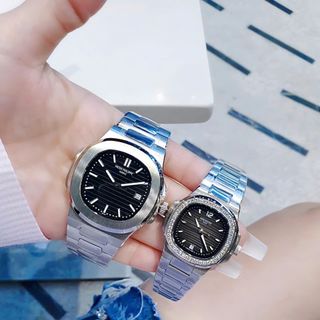 ĐỒNG HỒ CẶP CAO CẤP FATEK MẶT VUÔNG DÂY THÉP MÁY CƠ NAM VÀ MÁY PIN NỮ