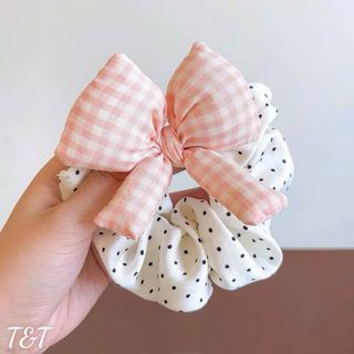Scrunchies chấm bi nơ phồng lố 10d___13k/dây
