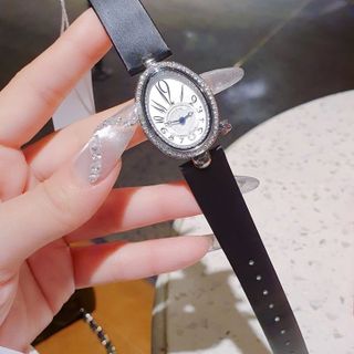 QUÀ VALENTINE ĐỒNG HỒ NỮ CHÍNH HÃNG COMLORVEI DÂY DA OVAN VIỀN ĐÁ FULLBOX