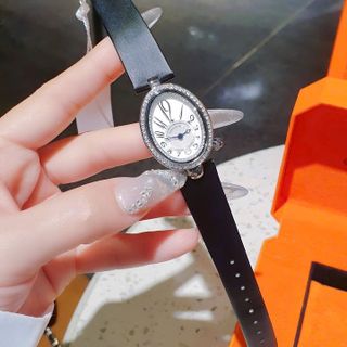 QUÀ VALENTINE ĐỒNG HỒ NỮ CHÍNH HÃNG COMLORVEI DÂY DA OVAN VIỀN ĐÁ FULLBOX