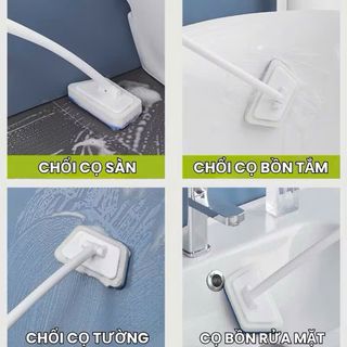 Chổi cọ rửa vệ sinh sàn nhà, bồn tắm, phòng tắm đa năng tay cầm dài ( 1 cây kèm 3 bông )