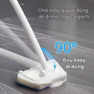 Chổi cọ rửa vệ sinh sàn nhà, bồn tắm, phòng tắm đa năng tay cầm dài ( 1 cây kèm 3 bông )