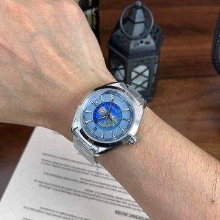 ĐỒNG HỒ NAM CAO CẤP ÔMAGE SEAMASTER AUTOMATIC XANH NHẠT DÂY THÉP VÀ SILICON