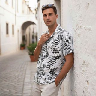 Sơ mi tay ngắn nam. Chất lụa 100% cotton lụa.