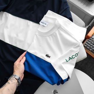 Áo thun nam.  Chất thun Cotton may phối lé, tay in chữ Logo nổi