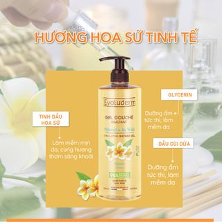 Gel tắm thiên nhiên thuần chay Evoluderm dưỡng da mềm mịn 500ml