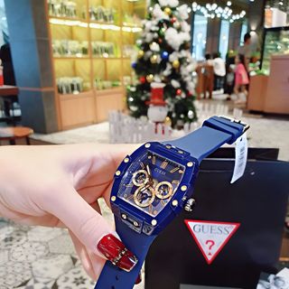 ĐỒNG HỒ NAM NỮ CAO CẤP GUECC MẶT CHỮ NHẬT CHONOGRAP DÂY SILICON