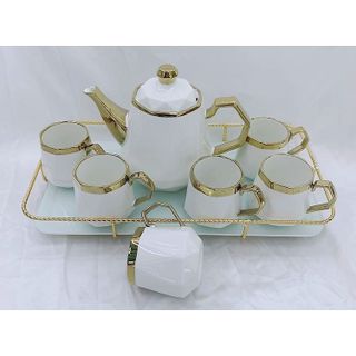 Bộ Bình 6 Cốc Khay Trắng Viền Vàng CC 620 (THÙNG 8B)