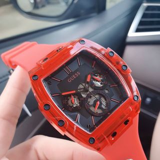 ĐỒNG HỒ NAM NỮ CAO CẤP GUECC MẶT CN CHONOGRAP SILICON ĐỎ FULLBOX