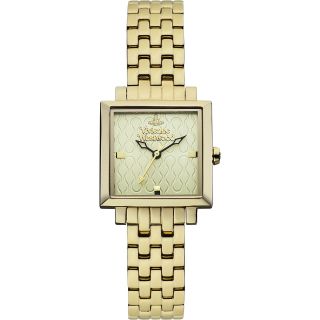 QUÀ VALENTINE ĐỒNG HỒ NỮ CAO CẤP VIVIENNE MẶT VUÔNG DÂY THÉP MẠ PVD VÀNG FULLBOX