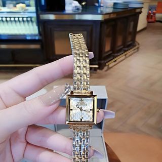 QUÀ VALENTINE ĐỒNG HỒ NỮ CAO CẤP VIVIENNE MẶT VUÔNG DÂY THÉP MẠ PVD VÀNG FULLBOX