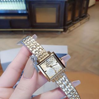 QUÀ VALENTINE ĐỒNG HỒ NỮ CAO CẤP VIVIENNE MẶT VUÔNG DÂY THÉP MẠ PVD VÀNG FULLBOX