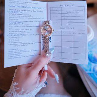 ĐỒNG HỒ NỮ CHÍNH HÃNG FUNMEI F2119 DÂY THÉP MẶT SAPHIRE ĐÍNH ĐÁ FULLBOX TEM