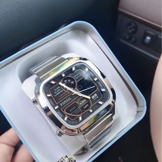 ĐỒNG HỒ NAM CAO CẤP POSSIL DÂY THÉP BẠC MẶT VUÔNG ĐIỆN TỬ FULLBOX