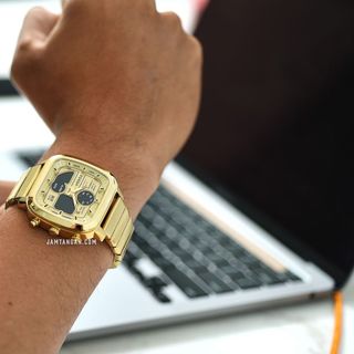 ĐỒNG HỒ NAM CAO CẤP POSSIL DÂY THÉP VÀNG MẶT VUÔNG ĐIỆN TỬ FULLBOX