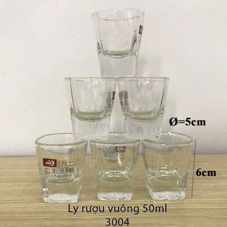 BỘ 6 LY THUỶ TINH UỐNG RƯỢU VUÔNG 50ML EY3004 (T24)