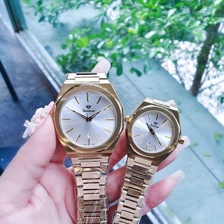 ĐỒNG HỒ NAM NỮ CHÍNH HÃNG FUNMEI F8035 DÂY THÉP VÀNG FULLBOX TEM HÃNG