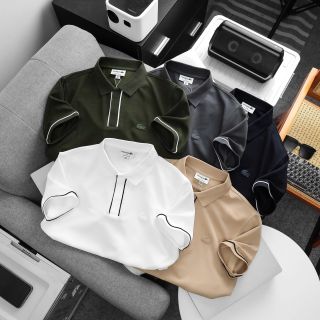 polo nam phối viền bo cổ,   chất vải pique ( tổ ong ) pha thun lạnh , co giãn