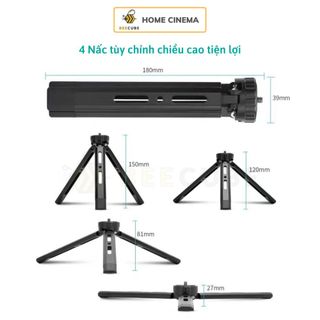 Tripod mini hợp kim nguyên khối CNC gấp gọn thông minh đầu chuyển 1/4 inch tải 5kg Webcam, Camera, DSLR, Máy chiếu