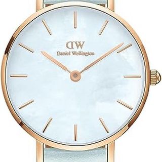 ĐỒNG HỒ NỮ CAO CẤP D WELLINGTON PETITE BLUEBELL DÂY DA MẶT TRÒN XANH HỘP NƠ ĐỎ