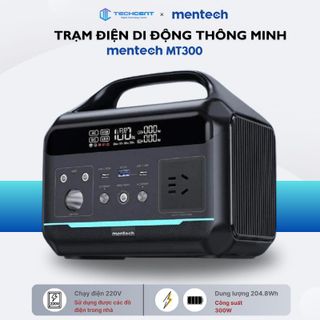Trạm sạc MENTECH 300W MT300 dung lượng 204.8Wh, 2 cổng C 100W & 30W, sạc 220v