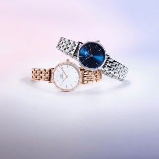 ĐỒNG HỒ NỮ CAO CẤP D WELLINGTON LUMINE DÂY THÉP MẶT TRÒN VIỀN HỘT HỘP NƠ TEM