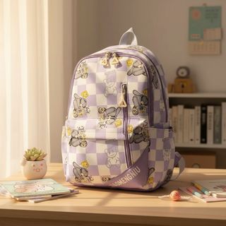 BALO NỮ HỌA TIẾT GẤU Ô VUÔNG A6608 – DỄ THƯƠNG, TRẺ TRUNG - PIPI STORE