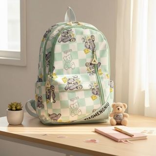 BALO NỮ HỌA TIẾT GẤU Ô VUÔNG A6608 – DỄ THƯƠNG, TRẺ TRUNG - PIPI STORE