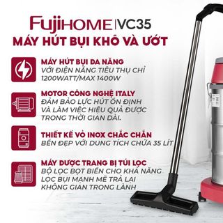 Máy hút bụi khô và ướt Fujihome VC15 Bản mới có tính năng Thổi