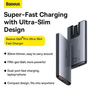 Bộ Sạc Nhanh Baseus GaN5 Pro Ultra-Slim Fast Charger C+U 65W (Kèm cáp C to C 1 mét)