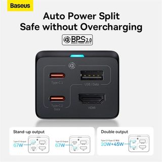 Củ Sạc Nhanh Kiêm Hub Mở Rộng Đa Năng 2 in 1 Baseus GaN5 Pro Desktop Fast Charger 1U+2C+HDMI 67W