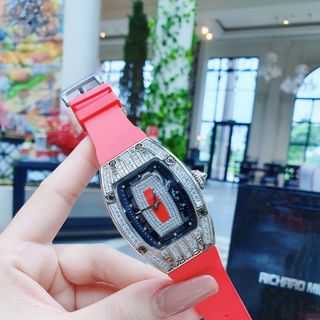 SĂN SALE CUỐI NĂM ĐỒNG HỒ NỮ SIÊU CẤP RITRARD MILLER DÂY CAO SU MẶT CHỮ NHẬT VIỀN PHA LÊ