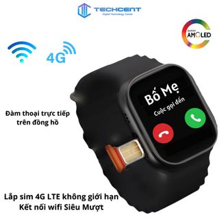 Đồng Hồ Thông Minh Android Lắp Sim 4G Pro Max Màn Hình AMOLED Siêu Tràn WIFI Tải APP Chơi Game