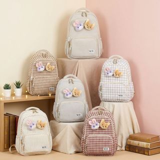 BALO ĐI HỌC NỮ CARO KÈM MẶT CÁO, THỎ SIÊU ĐÁNG YÊU A5116 - PIPI STORE