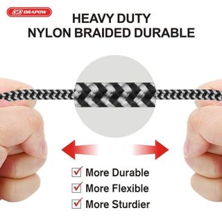 Cáp sạc dây dù iPhone 2.7 mét - DRAPOW CZ08 siêu bền chống đứt