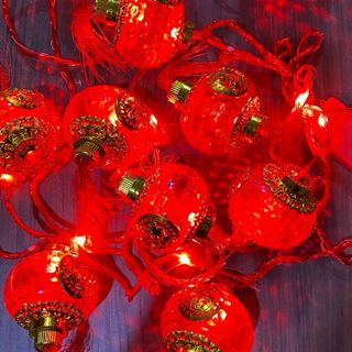 Lồng đèn đỏ chạy hiệu ứng led ngọc trai- 5m 10 quả, có nối.