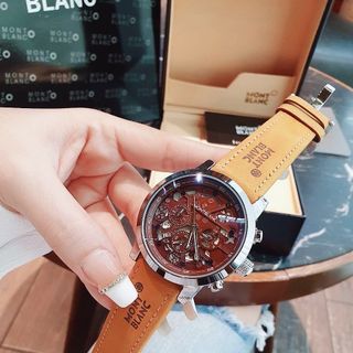 SĂN SALE CUỐI NĂM ĐỒNG HỒ NAM TRUNG CẤP MONBLAN DÂY DA MẶT CHONOGRAP CHẤM ĐEN