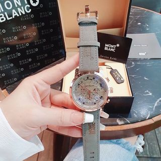 SĂN SALE CUỐI NĂM ĐỒNG HỒ NAM TRUNG CẤP MONBLAN DÂY DA MẶT CHONOGRAP CHẤM ĐEN