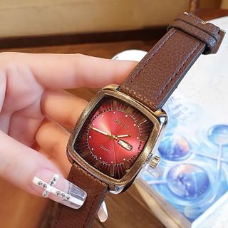 SĂN SALE ĐỒNG HỒ NAM TRUNG CẤP SEICO DÂY DA NÂU MẶT VUÔNG