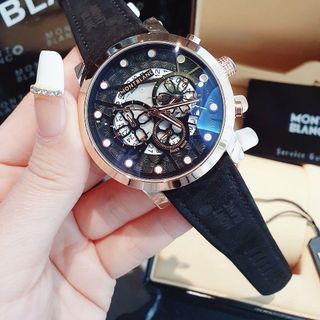 SĂN SALE CUỐI NĂM ĐỒNG HỒ NAM TRUNG CẤP MONBLAN DÂY DA MẶT CHONOGRAP CHẤM TRẮNG