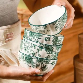 BỘ 14 CHI TIẾT SET Bát . Bộ Bát Hoa Xanh B-05-1 (THÙNG 12B)