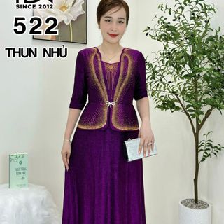 Đầm dạ hội trung niên chất thun nhũ có lớp lót, co giãn cực tốt cho mẹ dự tiệc sang trọng bigsize cao cấp M522 Nữ Dress