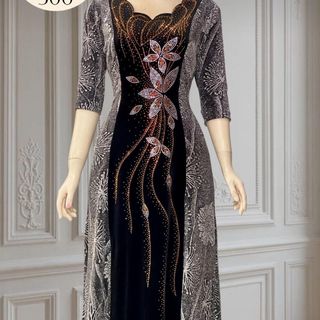 Đầm dạ hội trung niên chất nhũ kim sa co giãn cực tốt cho mẹ dự tiệc sang trọng bigsize DN10 Nữ Women