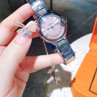 QUÀ VALENTINE ĐỒNG HỒ NỮ CHÍNH HÃNG COMLOVEY THÉP BẠC MẶT HỒNG NIỀNG TRƠN FULLBOX