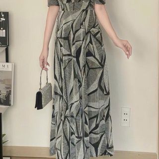 Đầm maxi dự tiệc sang trọng vải kim tuyến nhũ kim sa đính đá tặng mẹ co giãn tốt bigsize 75kg M809