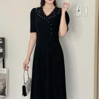 Đầm maxi dự tiệc sang trọng vải kim tuyến nhũ kim sa đính đá tặng mẹ co giãn tốt bigsize 75kg M809