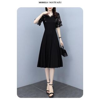 Đầm trung niên sang trọng cho mẹ bigsize phong cách Hàn Quốc thiết kế dáng xòe đẹp cao cấp dự tiệc -K03 Nữ Dress