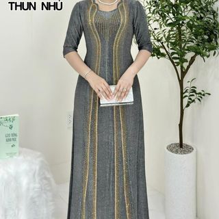 Đầm maxi trung niên chất nhũ kim sa phối nhung co giãn tốt, đính đá, cho mẹ dự tiệc sang trọng bigsize 80KG, MAXI M520 Nữ Dress Women Kim Tuyến